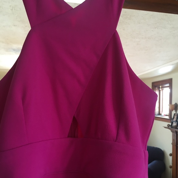 For sale Lulus Bright Pink Medium Stretchy Knit Skater Dress with a peekaboo cut - Picture 4 of 6